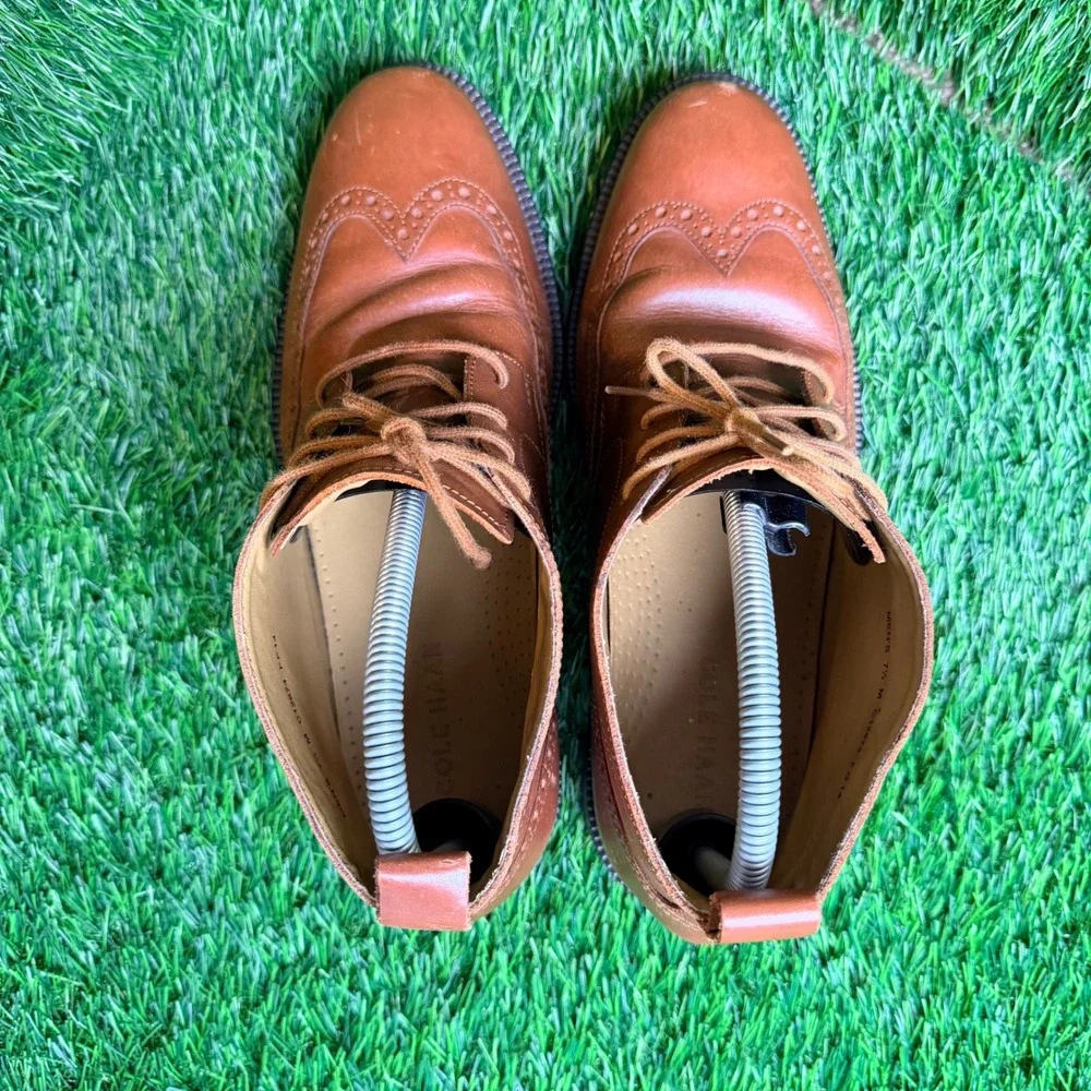 Cole Haan Mens British Tan Leather Wingtip Chukka Boots C12674 Brown Size 7.5 M